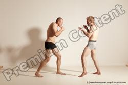 Underwear Martial art Man - Man White Moving poses Athletic Short Blond Dynamic poses Academic